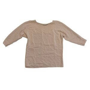 VINTAGE Cassidy 100% Pure Silk Blouse M | Pale Pink Nude Boat Neck 3/4 Sleeve
